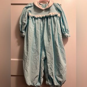 Alice Kathleen aqua cord ruffle long sleeve bubble